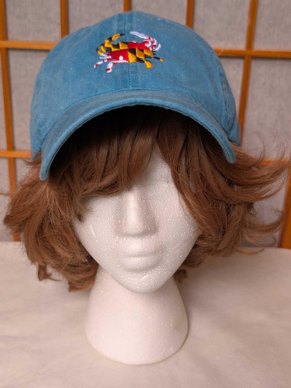 Maryland Crab Hat Blue Washed Cotton Flag Embroidered Strapback OSFM by Capsmith